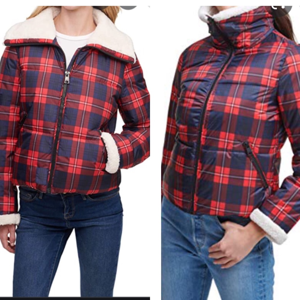 Levi's Red Plaid Bubble Puffer Jacket🎀